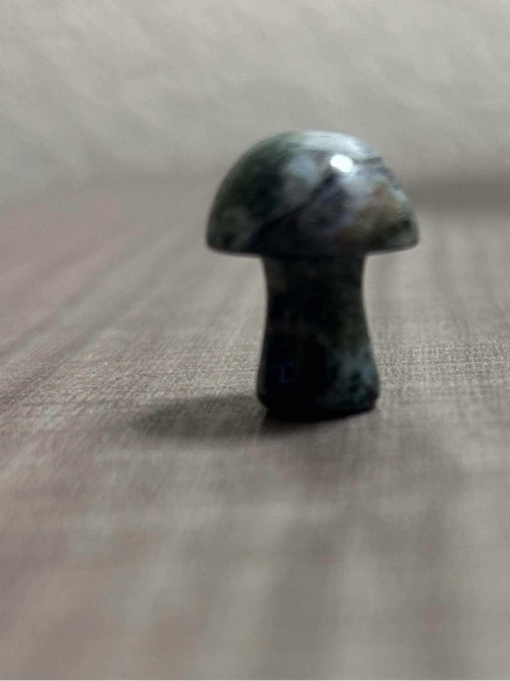 hand-carved mushroom figurine made from natural water grass agate